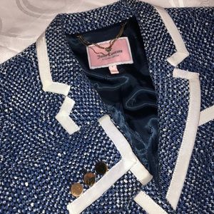 Vintage Juicy Couture Blue Tweed White Trim Blazer
